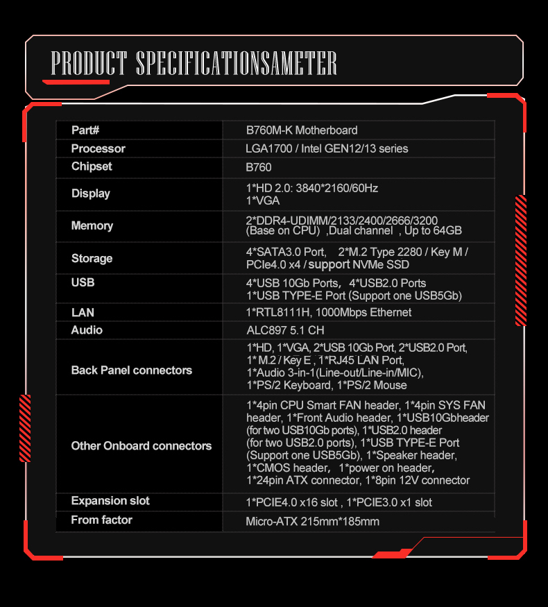 JINGSHA B760M-K Motherboard